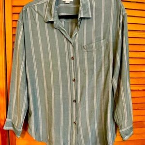 Blue striped button down shirt